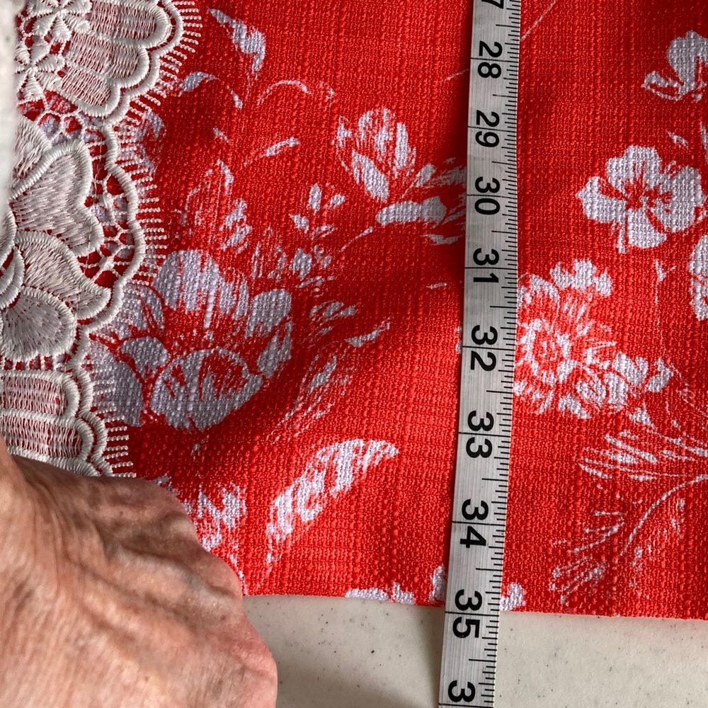 Vince Camuto Orange Floral Lace Insert Dress - Picture 8 of 9